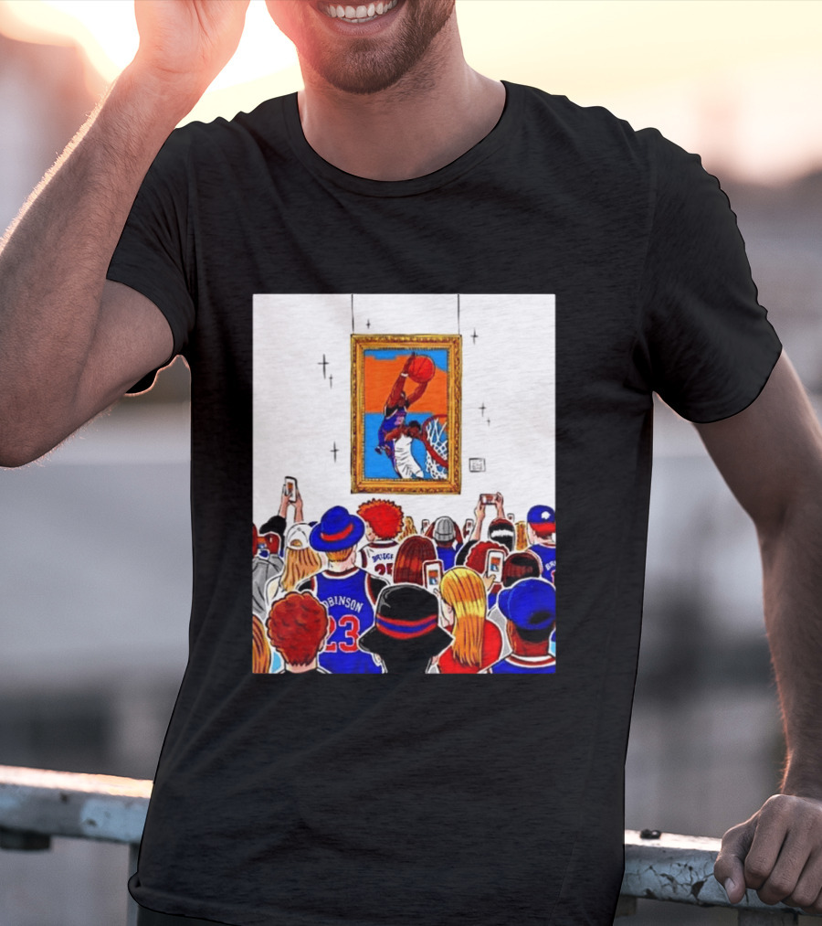 Mitchell Robinson New York Knicks Dunk Over Joel Embiid Crowd T-Shirt
