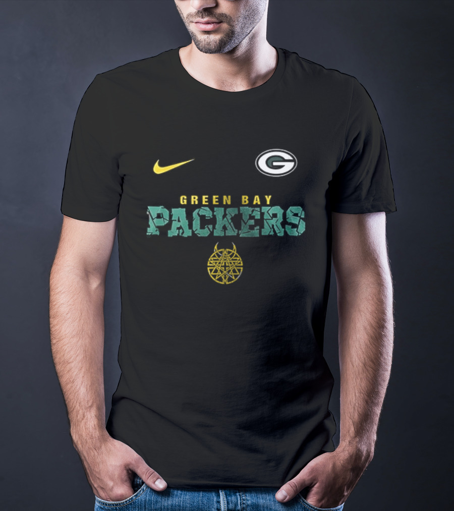 Nike Green Bay Packers Disturbed Down With The Sickness Collaboration T-Shirt
