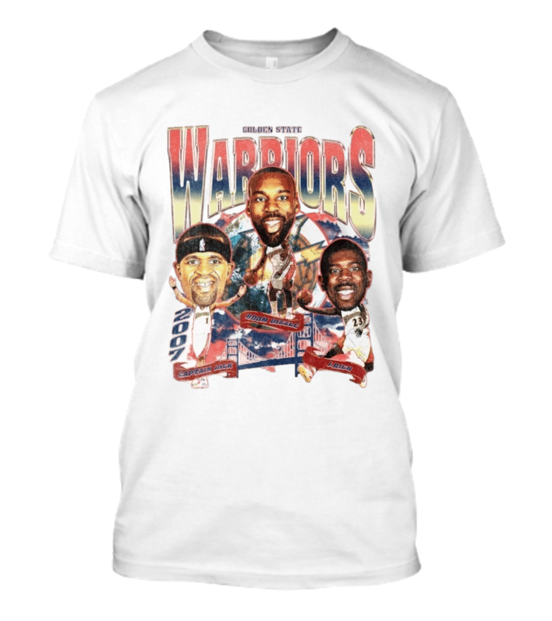 Golden State Warriors 2007 Captain Jack Boom Dizzle J Rich Basketball T-Shirt