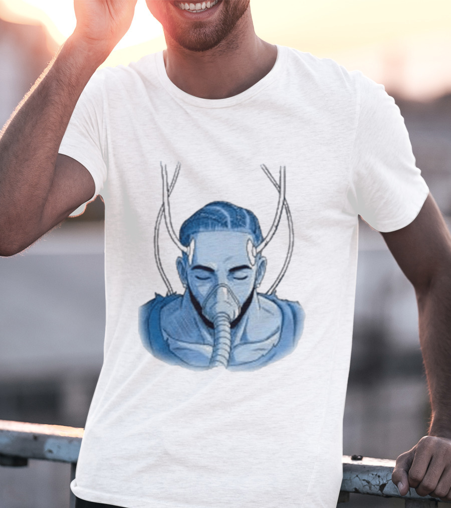 Reaven Leggenda Futuristic Masked Figure With Antlers T-Shirt