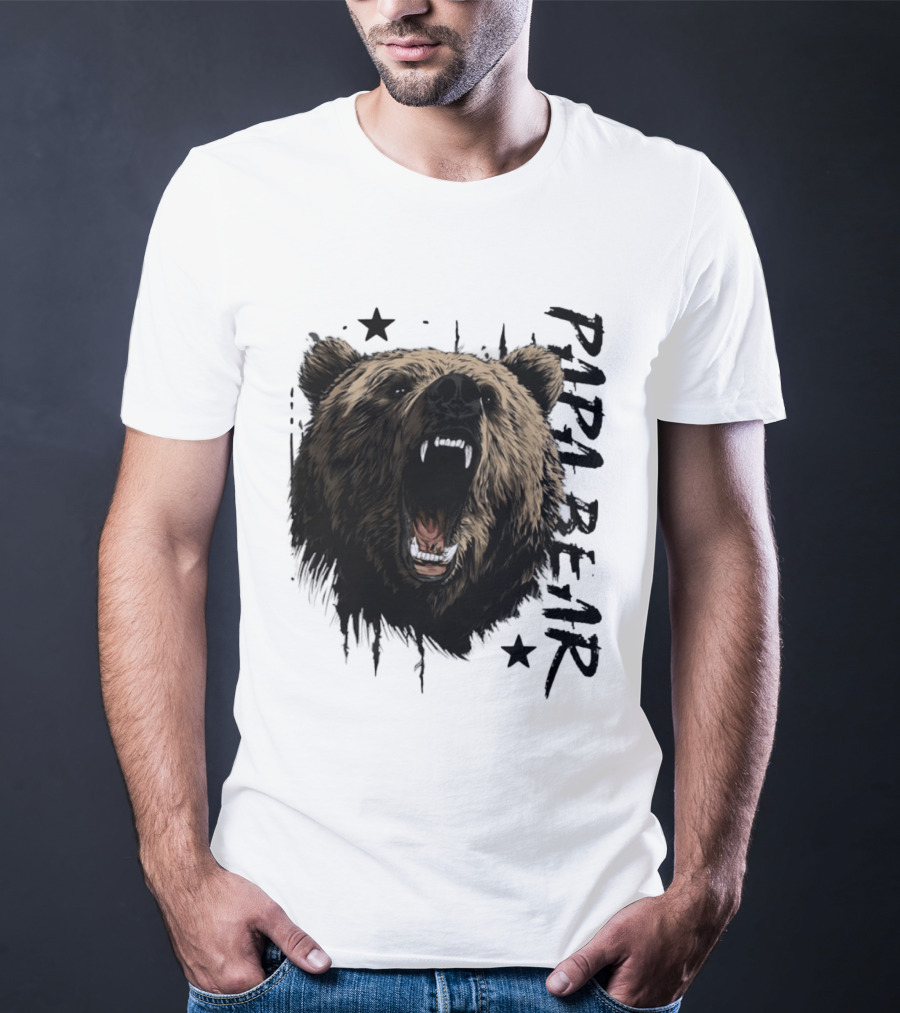 Roaring Grizzly Bear Papa Bear Fierce Wildlife Expression T-Shirt