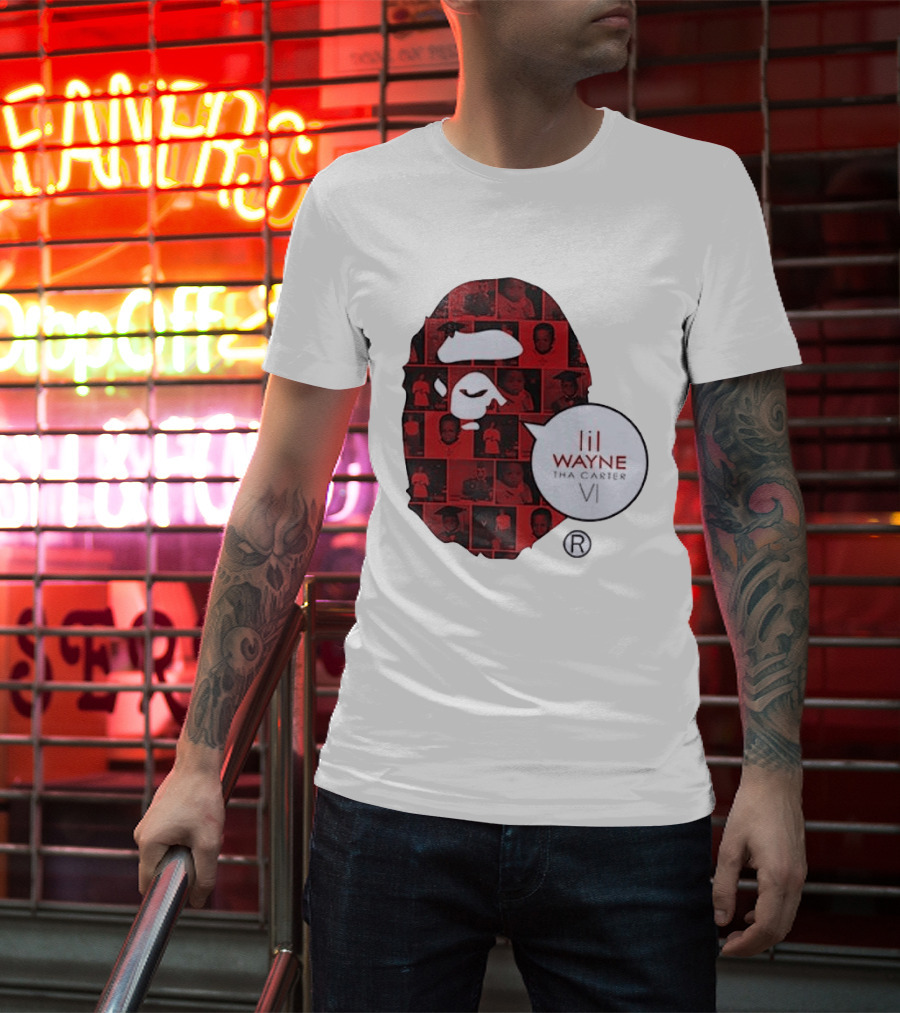 Lil Wayne Tha Carter VI BAPE Collaboration Red Photo Collage T-Shirt