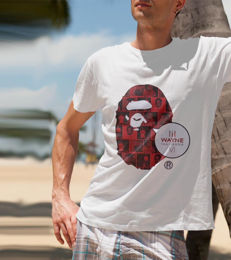 Lil Wayne Tha Carter VI BAPE Collaboration Red Photo Collage T-Shirt