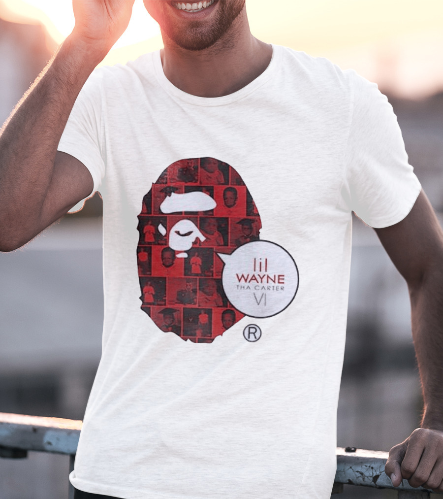 Lil Wayne Tha Carter VI BAPE Collaboration Red Photo Collage T-Shirt
