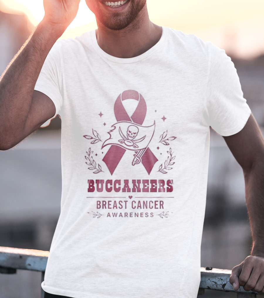 Tampa Bay Buccaneers Breast Cancer Awareness Ribbon Support T-Shirt