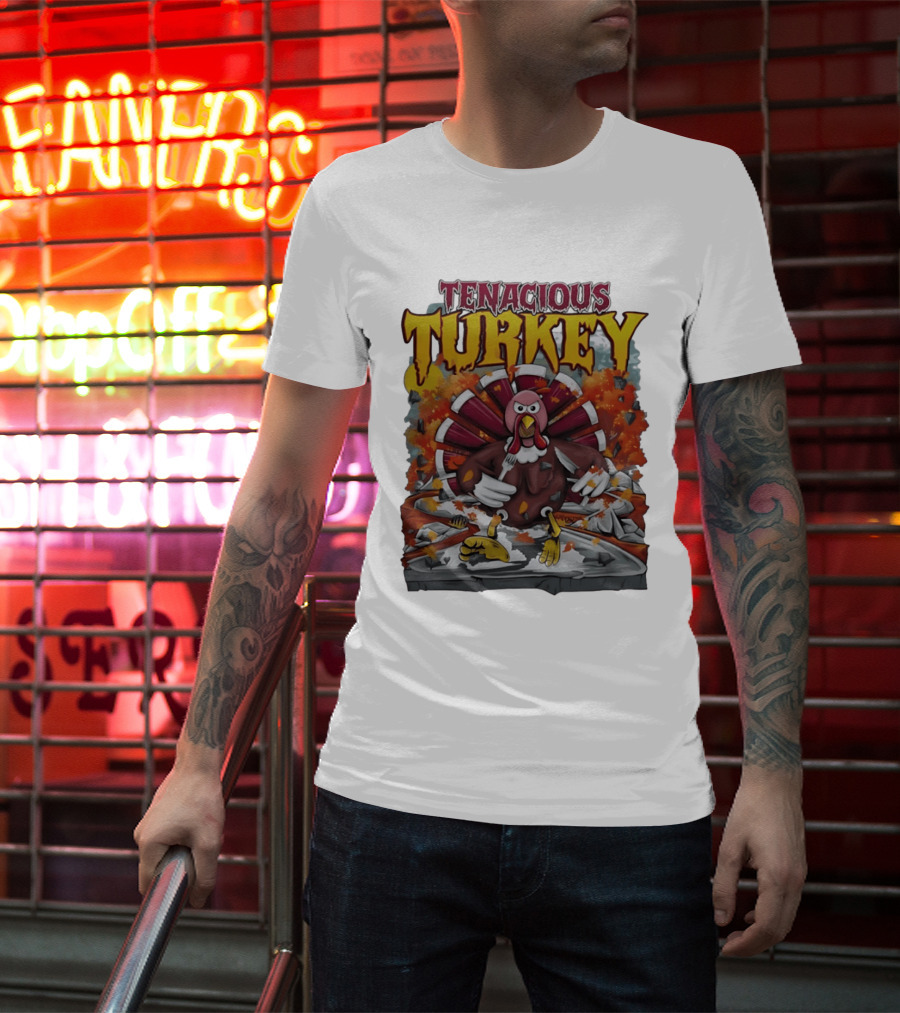 Tenacious Turkey Thanksgiving Cartoon Explosion T-Shirt