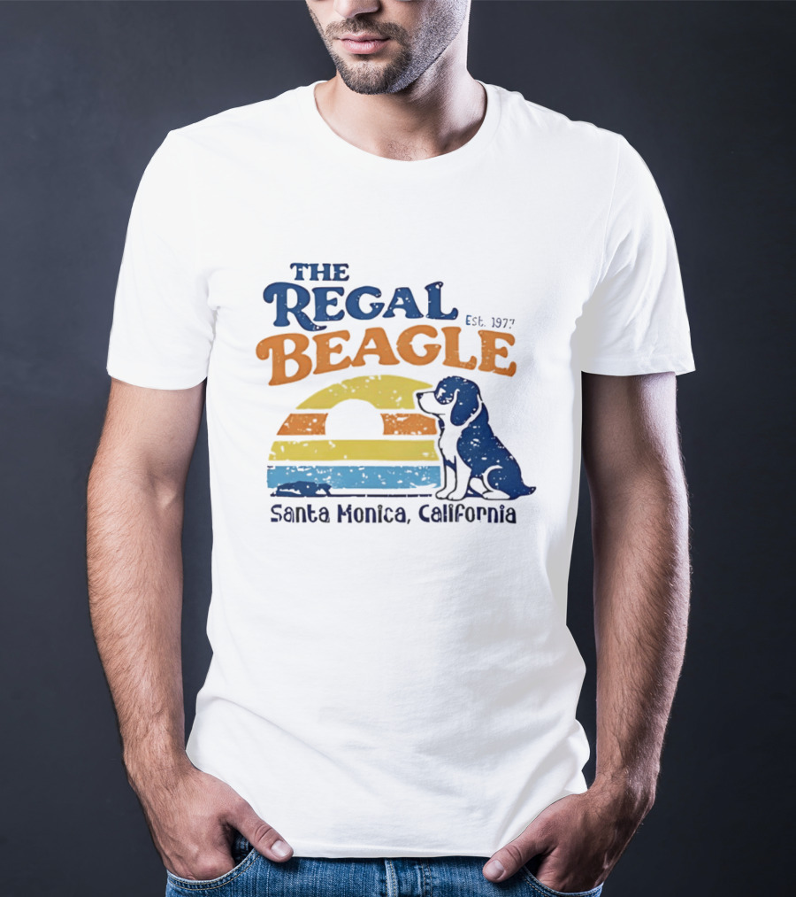The Regal Beagle Santa Monica California Est 1977 Sunset Dog T-Shirt
