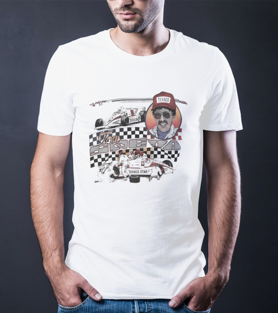 Tom Sneva Texaco Racing Checkered Flags And Car T-Shirt