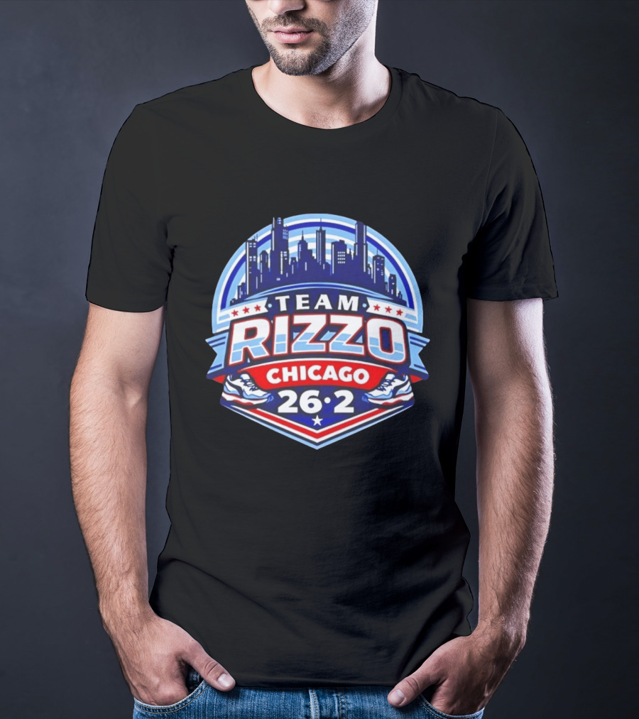 Team Rizzo Chicago Marathon 26.2 Skyline Sneakers Stars T-Shirt