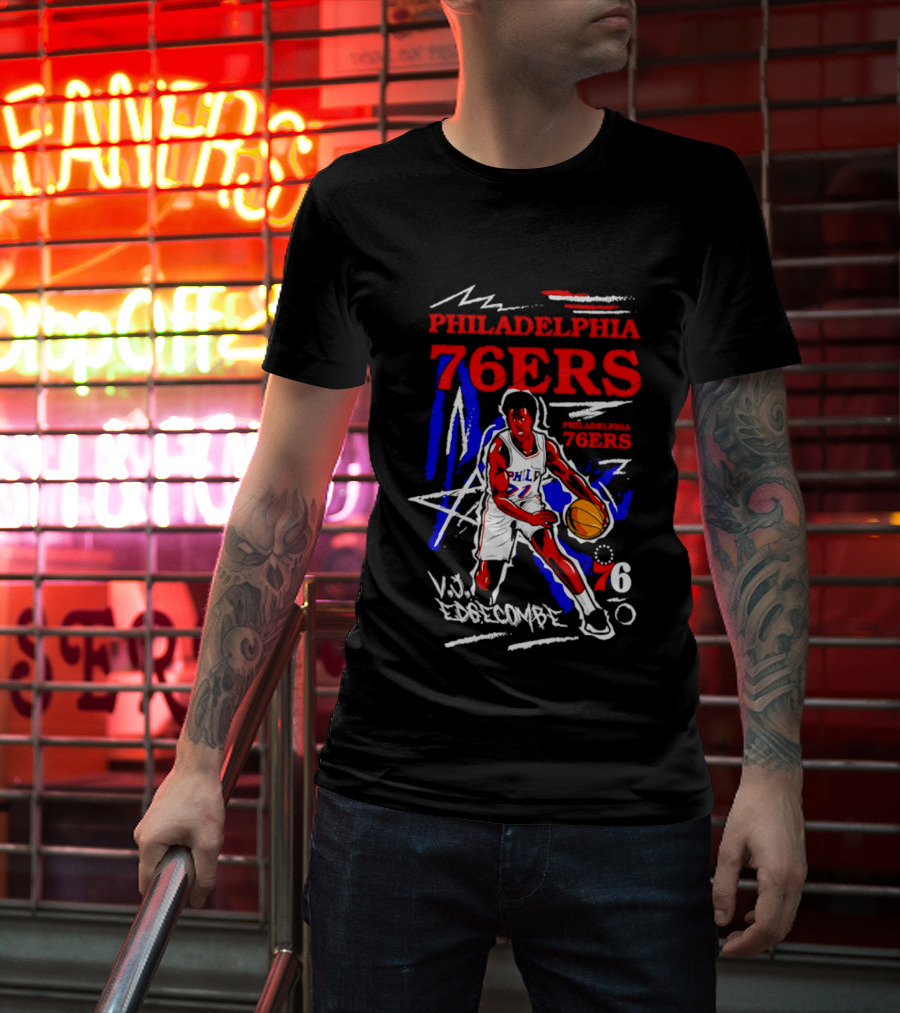 Philadelphia 76ers VJ Edgecombe Chalked Up Player Name Number 6 T-Shirt