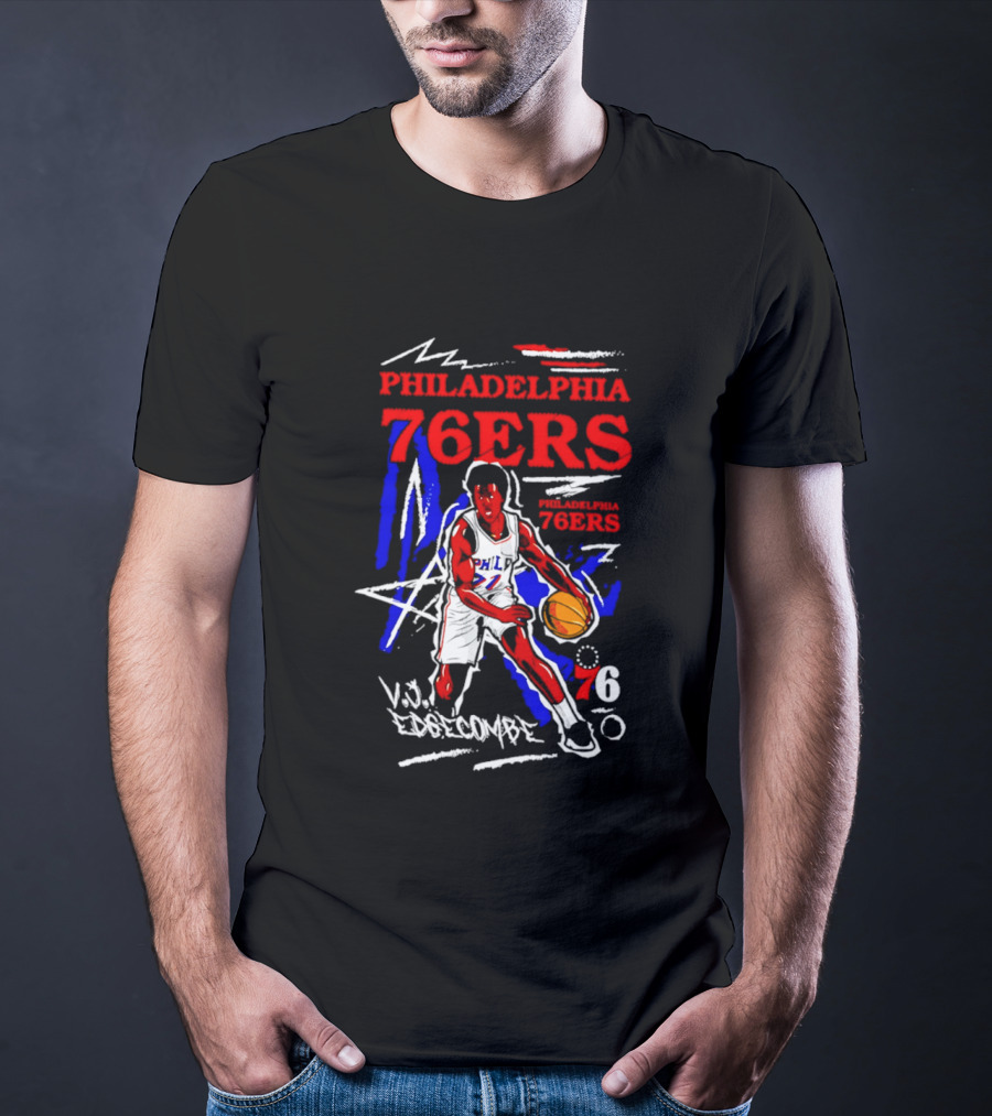 Philadelphia 76ers VJ Edgecombe Chalked Up Player Name Number 6 T-Shirt