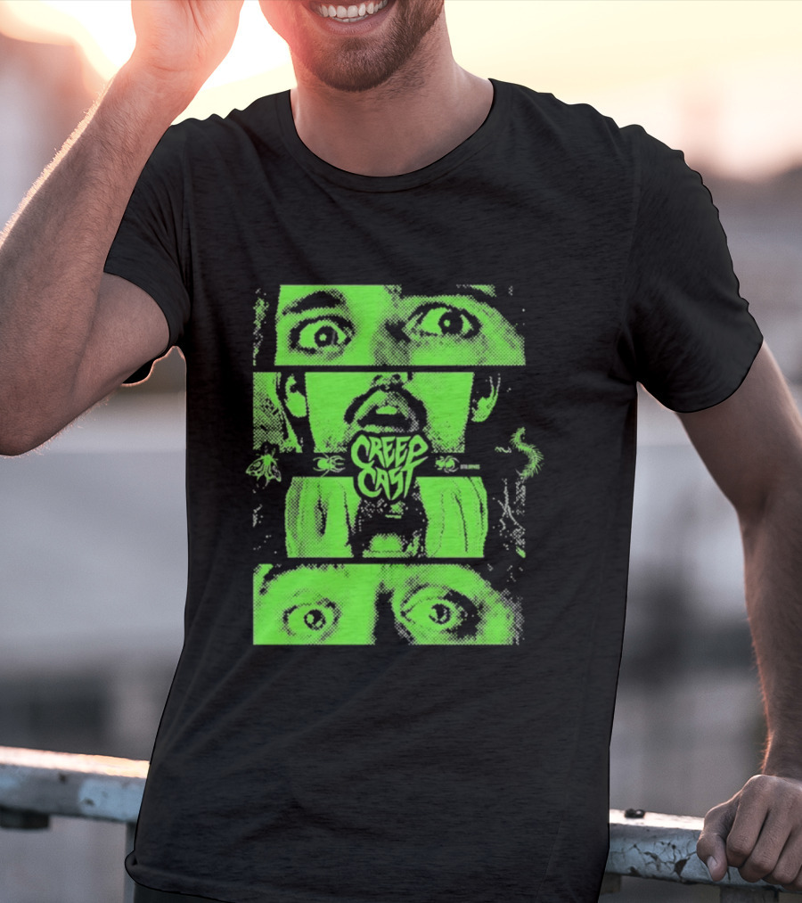 CreepCast Horror Retro Comic Green Face T-Shirt