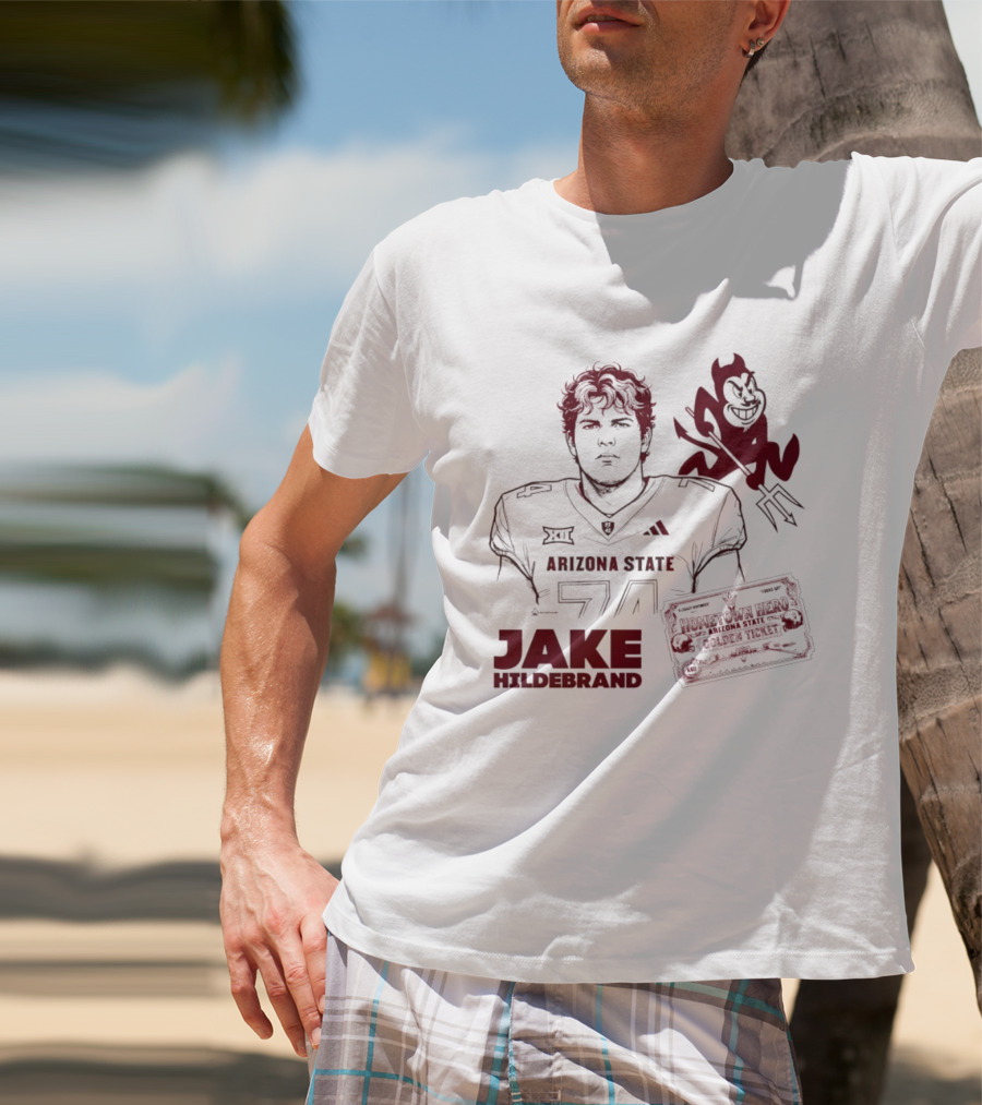 Jake Hildebrand Arizona State Sun Devils Football 74 Hometown Hero Golden Ticket T-Shirt