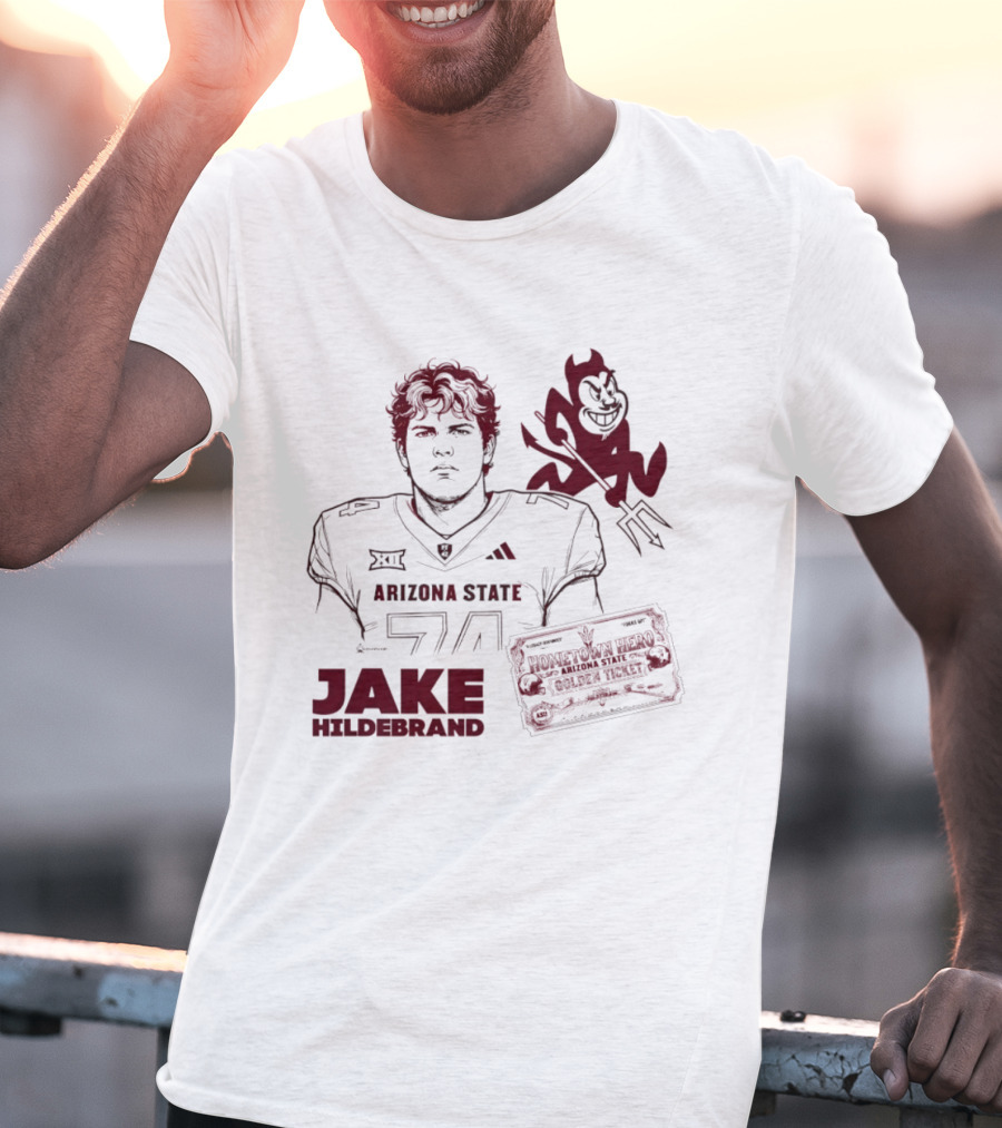 Jake Hildebrand Arizona State Sun Devils Football 74 Hometown Hero Golden Ticket T-Shirt