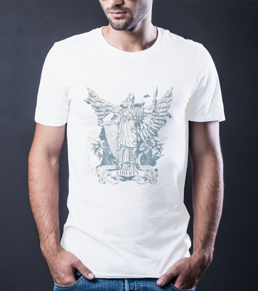 Dan McCall Libertas Born Free Die Free Lady Liberty Crest T-Shirt