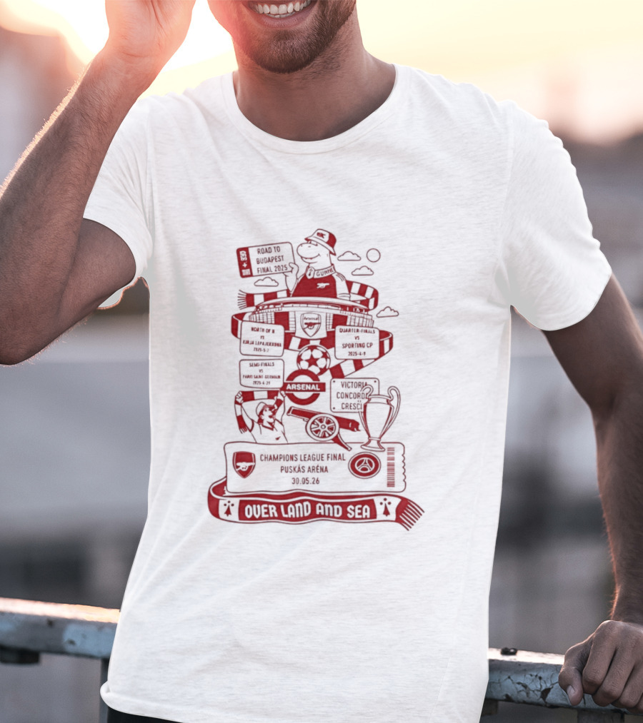 Puskás Aréna League Final Over Land And Sea Iconic Football T-Shirt