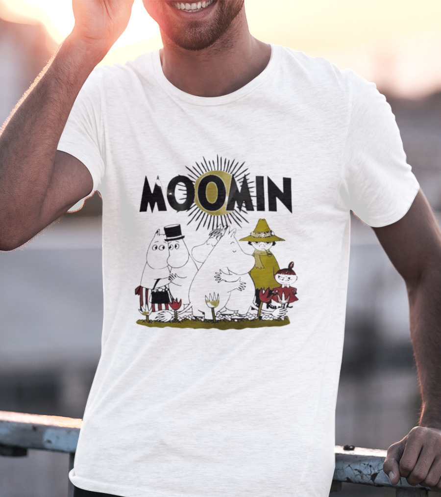 Moomin Family In Sunshine Cartoon Gathering T-Shirt