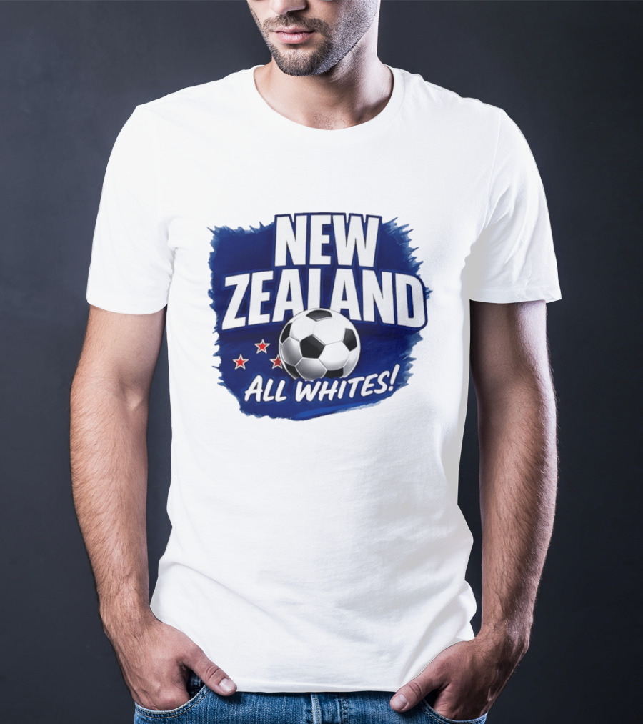 New Zealand All Whites Soccer Team Stars And Ball T-Shirt