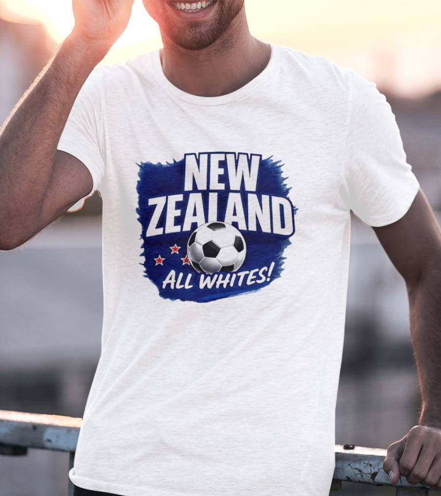 New Zealand All Whites Soccer Team Stars And Ball T-Shirt