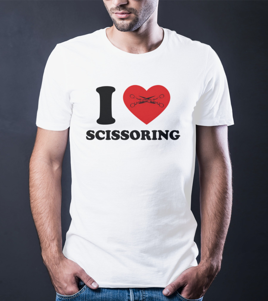 I Love Scissoring Heart With Crossed Scissors T-Shirt