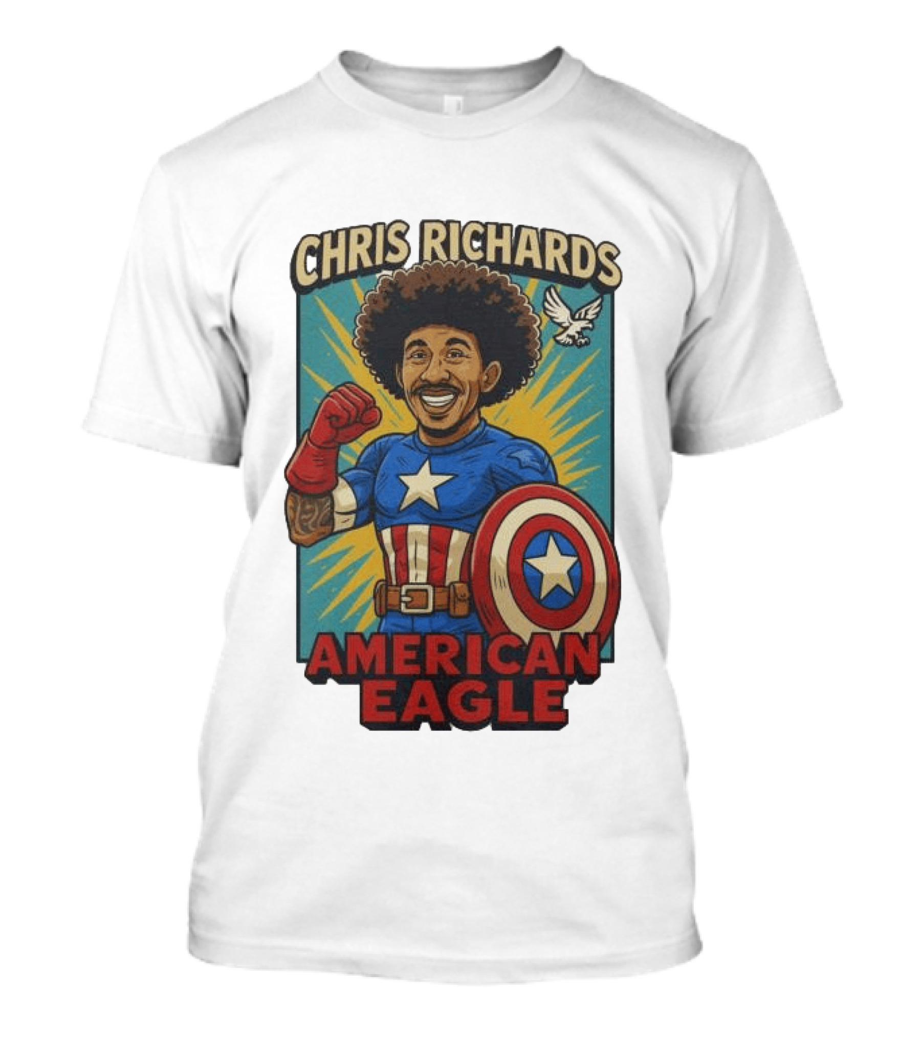 Chris Richards American Eagle Captain Star Shield Superhero T-Shirt