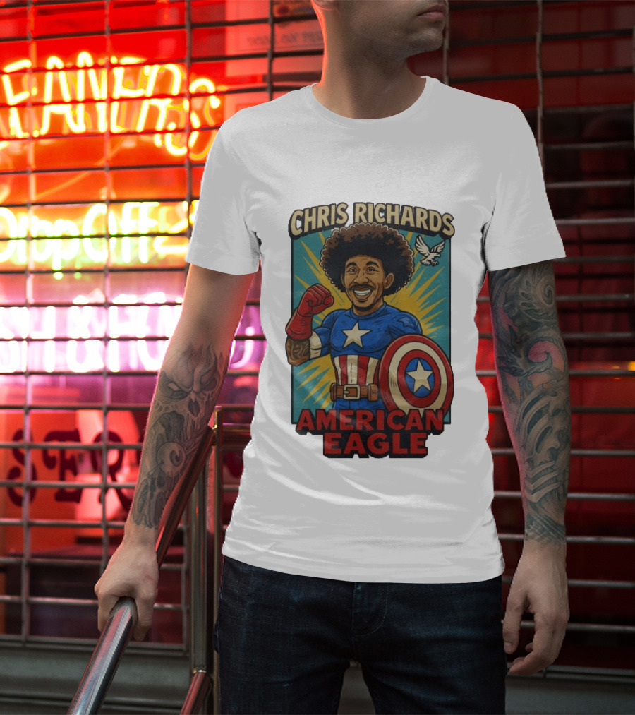 Chris Richards American Eagle Captain Star Shield Superhero T-Shirt
