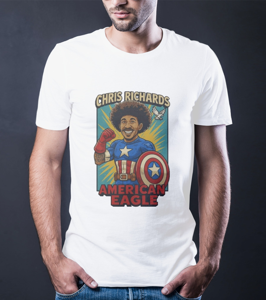 Chris Richards American Eagle Captain Star Shield Superhero T-Shirt