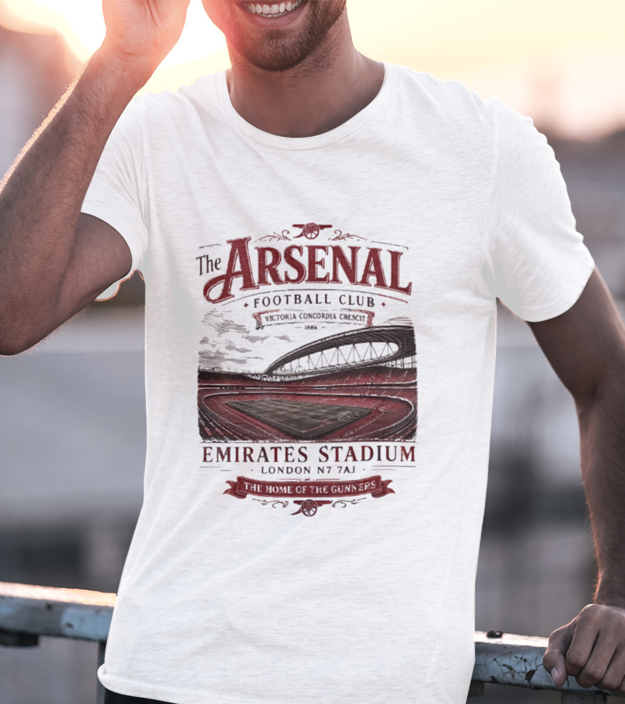 Arsenal Football Club Emirates Stadium London N7 7AJ Victoria Concordia Crescit Established 1886 Home Of The Gunners T-Shirt