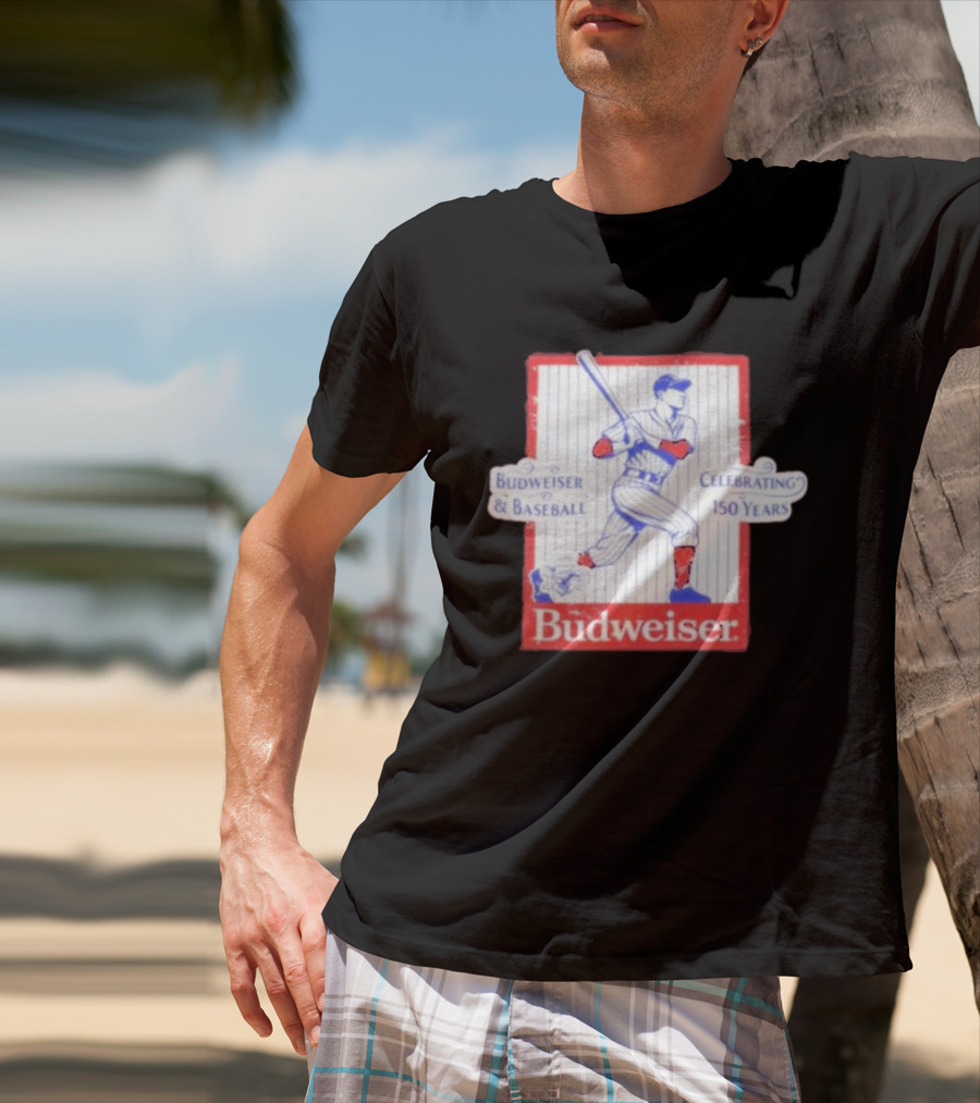 Budweiser Baseball Celebrating 150 Years Vintage Iconic Batter T-Shirt
