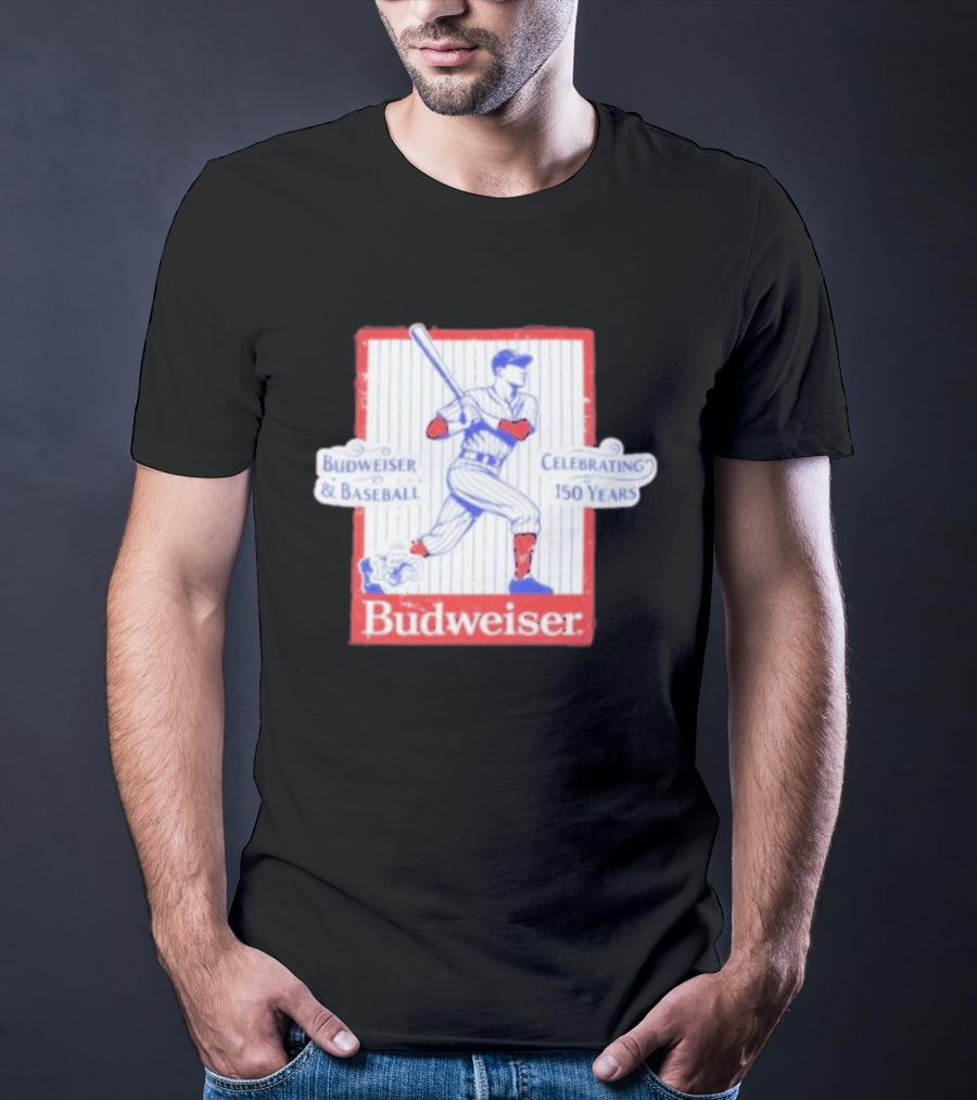 Budweiser Baseball Celebrating 150 Years Vintage Iconic Batter T-Shirt