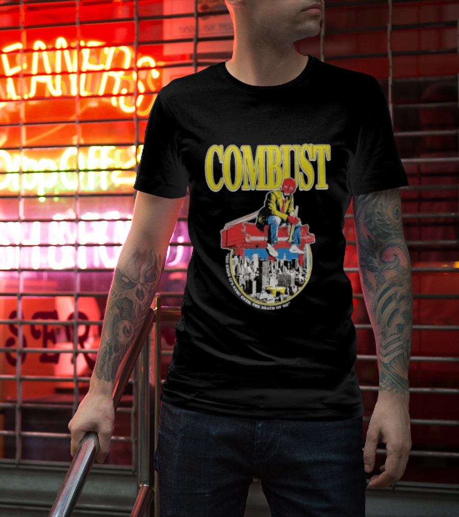 Combust Brooklyn Music Hall Of Williamsburg May 15 2026 Iconic Cityscape And Surreal Red Face T-Shirt