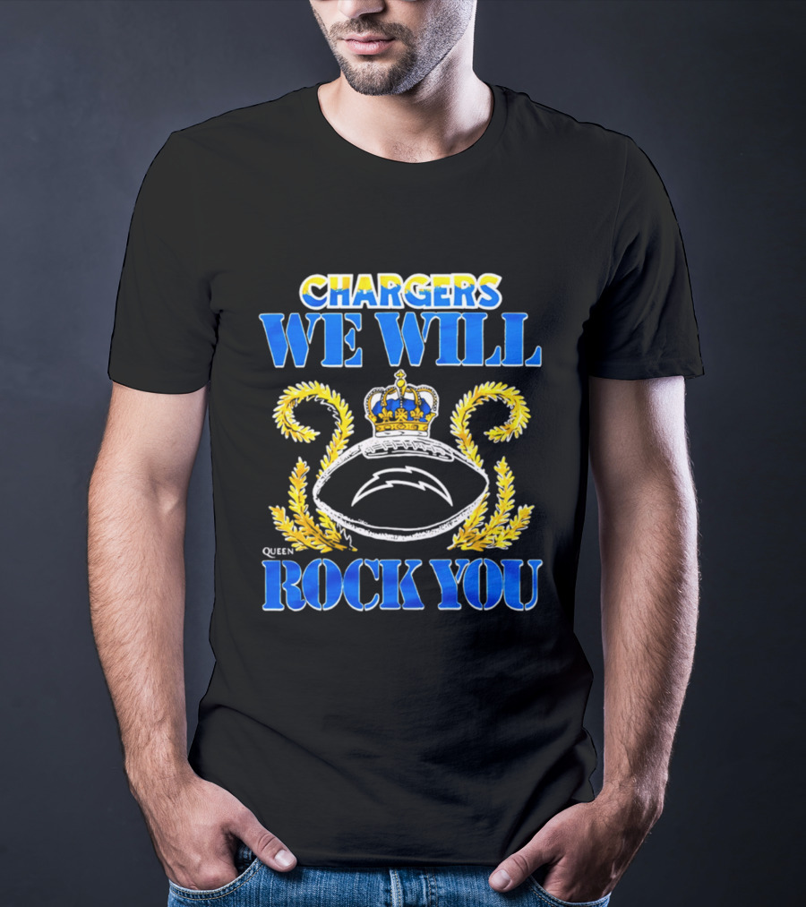 Chargers We Will Rock You Queen 2026 Football Crown Laurel T-Shirt