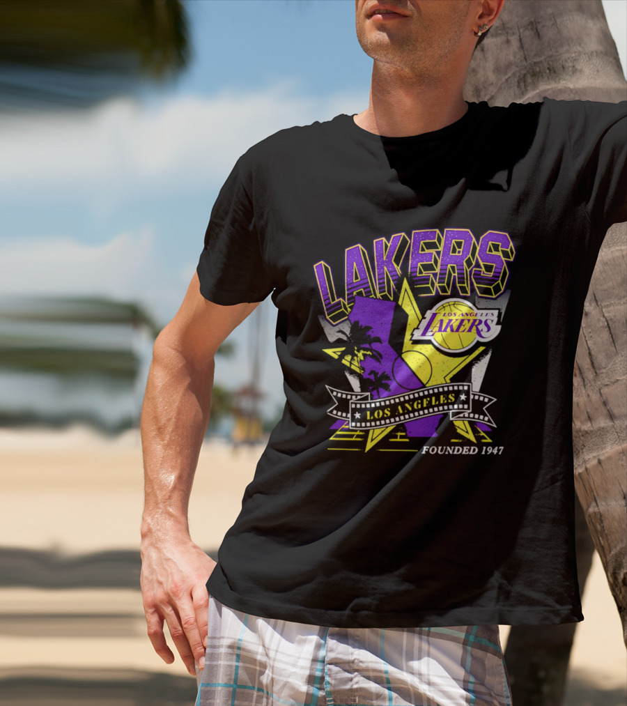 Los Angeles Lakers Founded 1947 NBA Team California Map T-Shirt