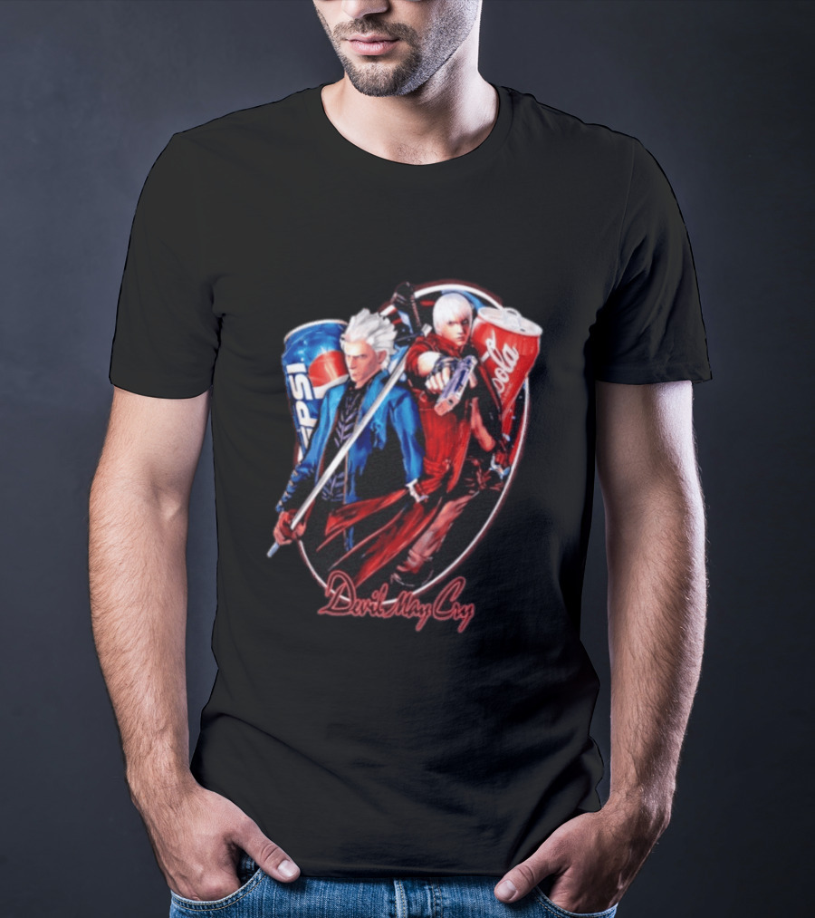 Devil May Cry Dante Vergil Pepsi Coca Cola Drink Battle T-Shirt