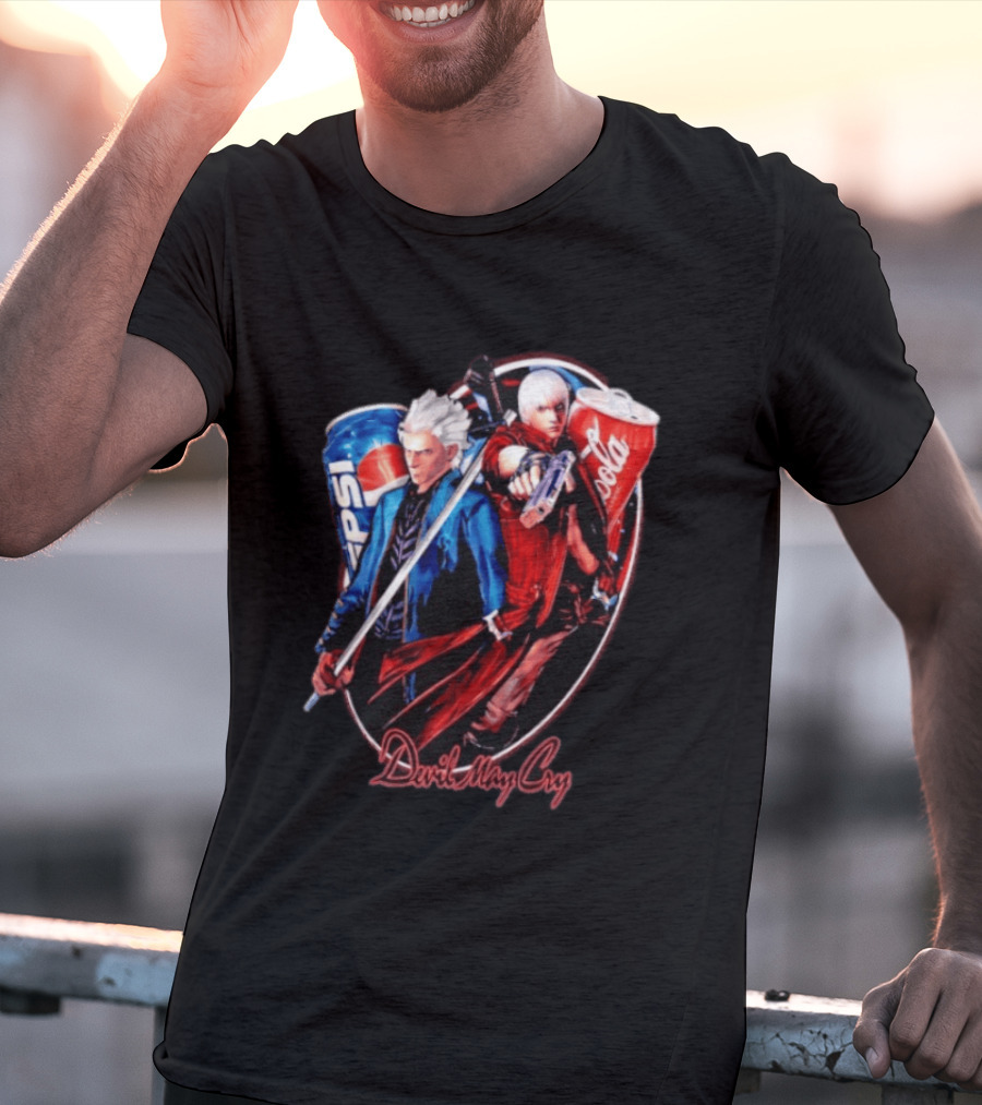 Devil May Cry Dante Vergil Pepsi Coca Cola Drink Battle T-Shirt