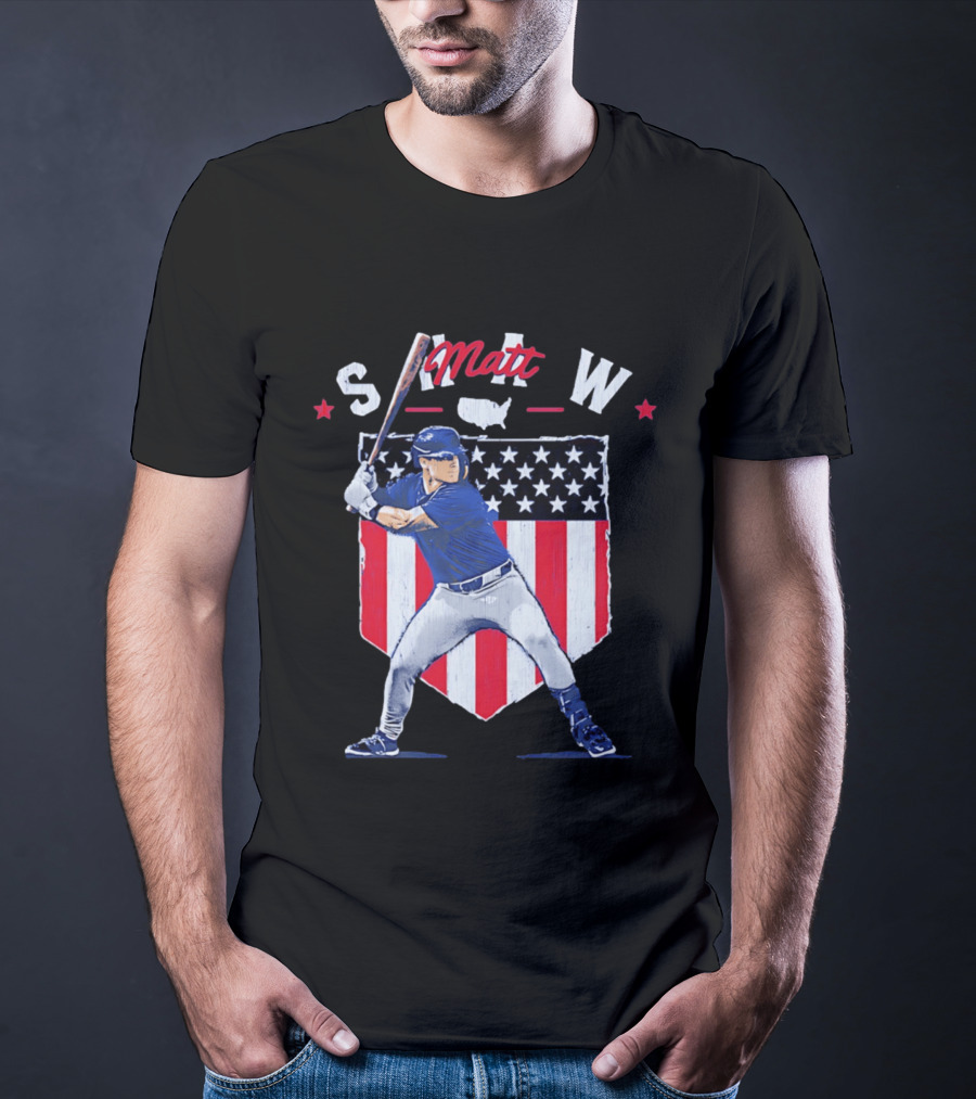 Matt Shaw Stars Stripes Chicago Cubs Baseball T-Shirt