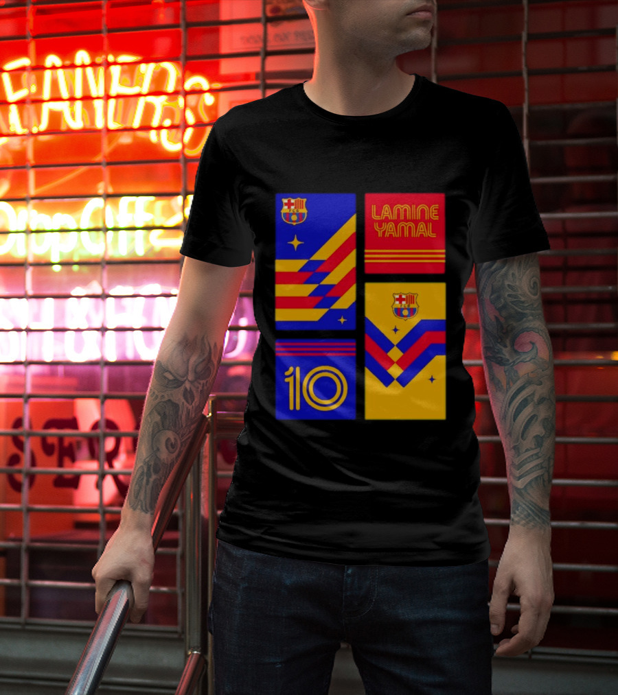 FC Barcelona Lamine Yamal 10 Vibes With Team Colors And Crest T-Shirt