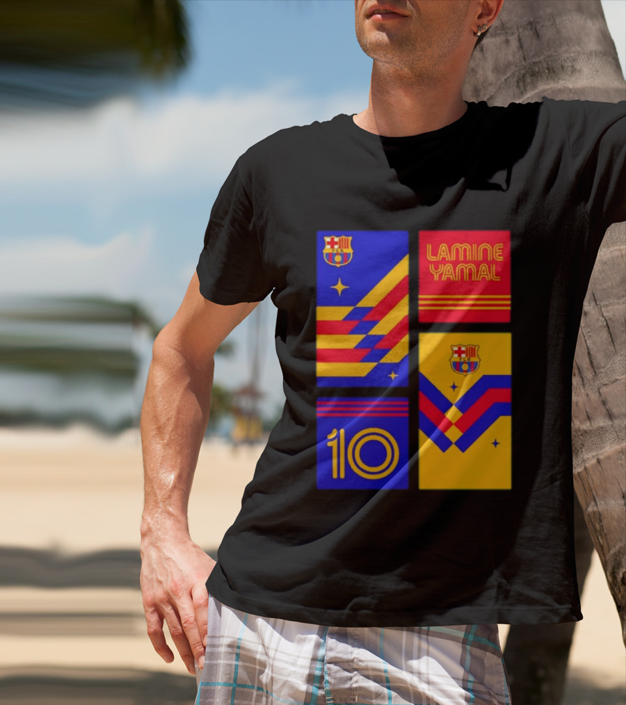 FC Barcelona Lamine Yamal 10 Vibes With Team Colors And Crest T-Shirt