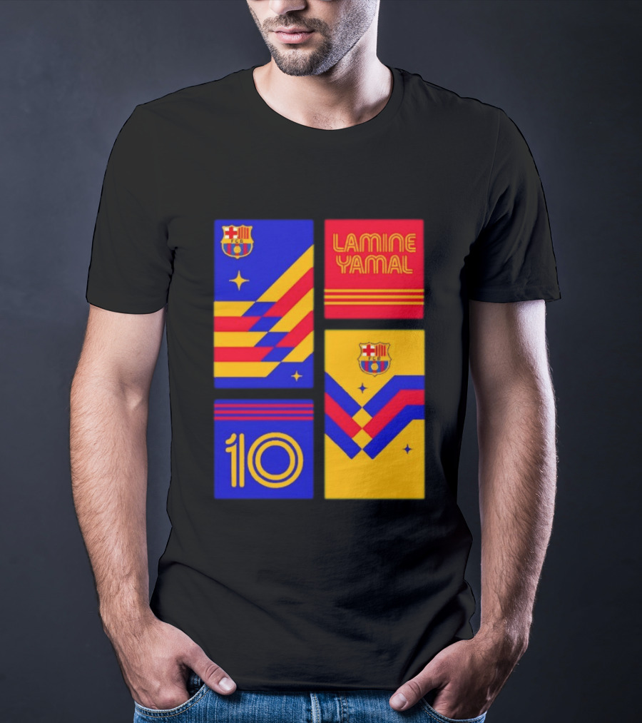 FC Barcelona Lamine Yamal 10 Vibes With Team Colors And Crest T-Shirt