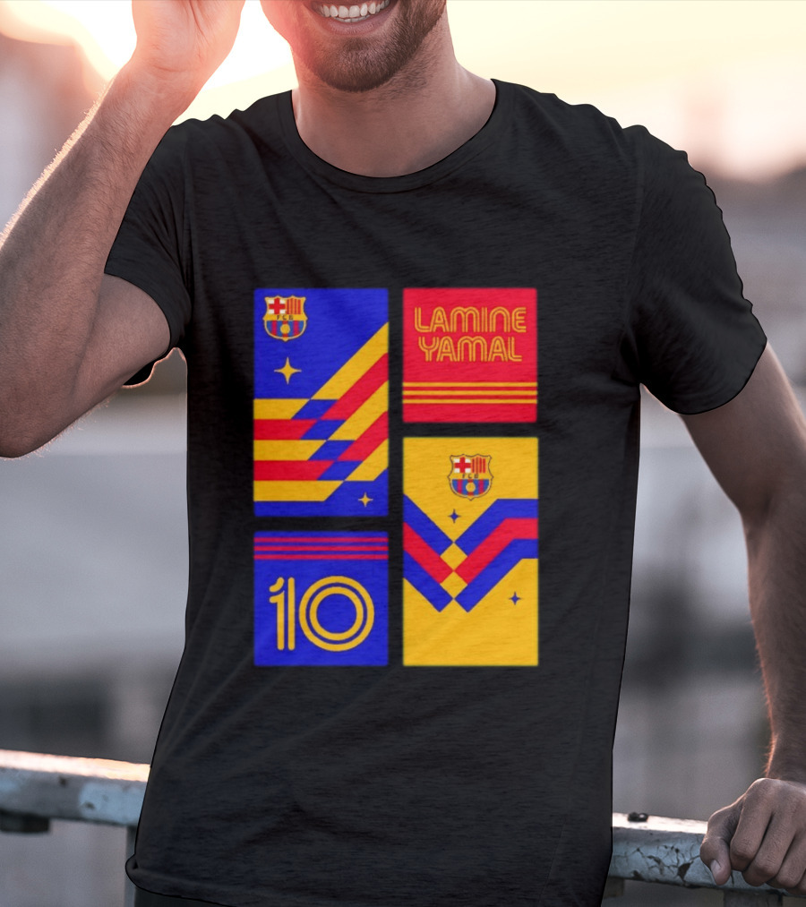 FC Barcelona Lamine Yamal 10 Vibes With Team Colors And Crest T-Shirt