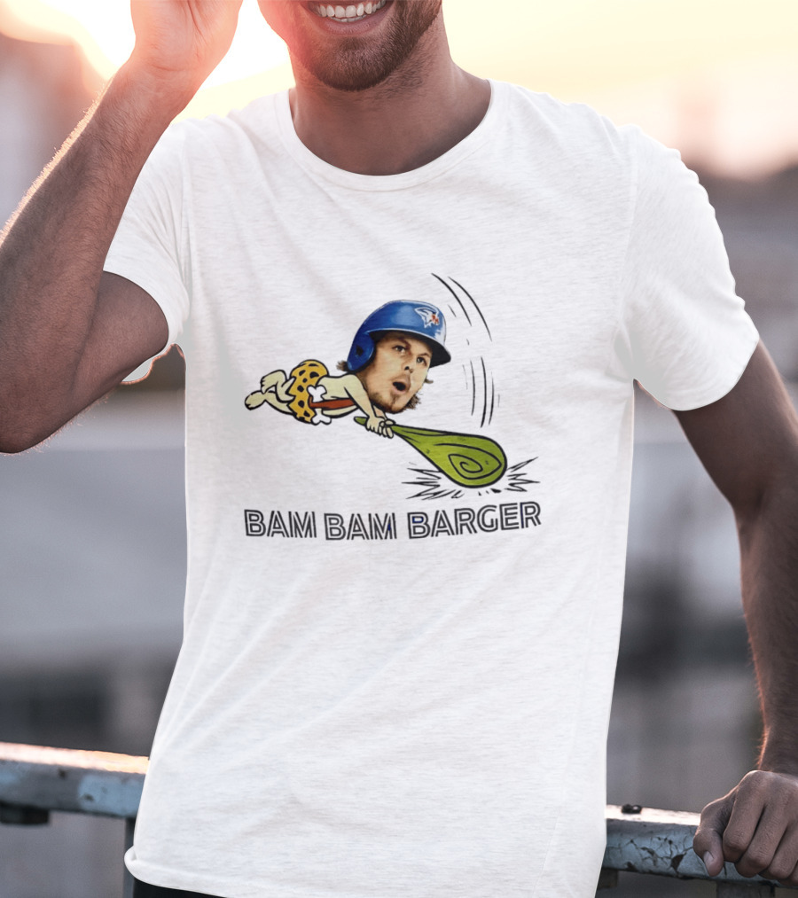 Bam Bam Barger Blue Jays Baseball Cartoon Helmet Bat T-Shirt