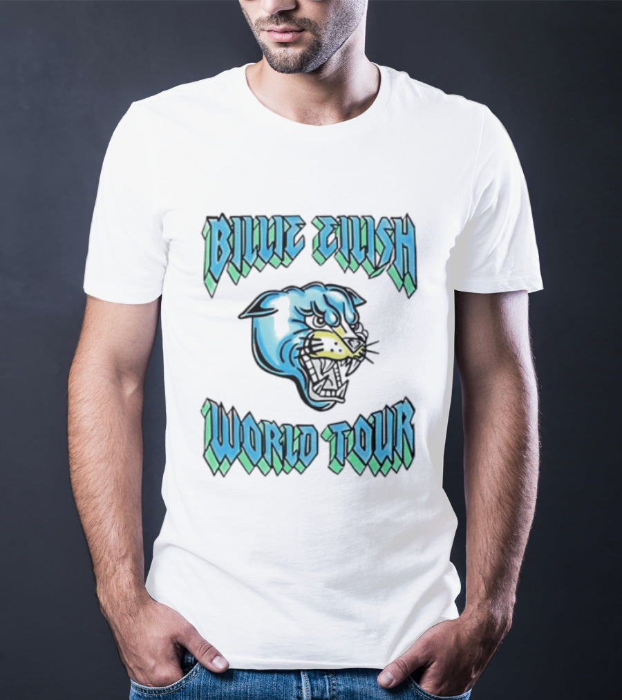 Billie Eilish World Tour Blue Panther Head T-Shirt