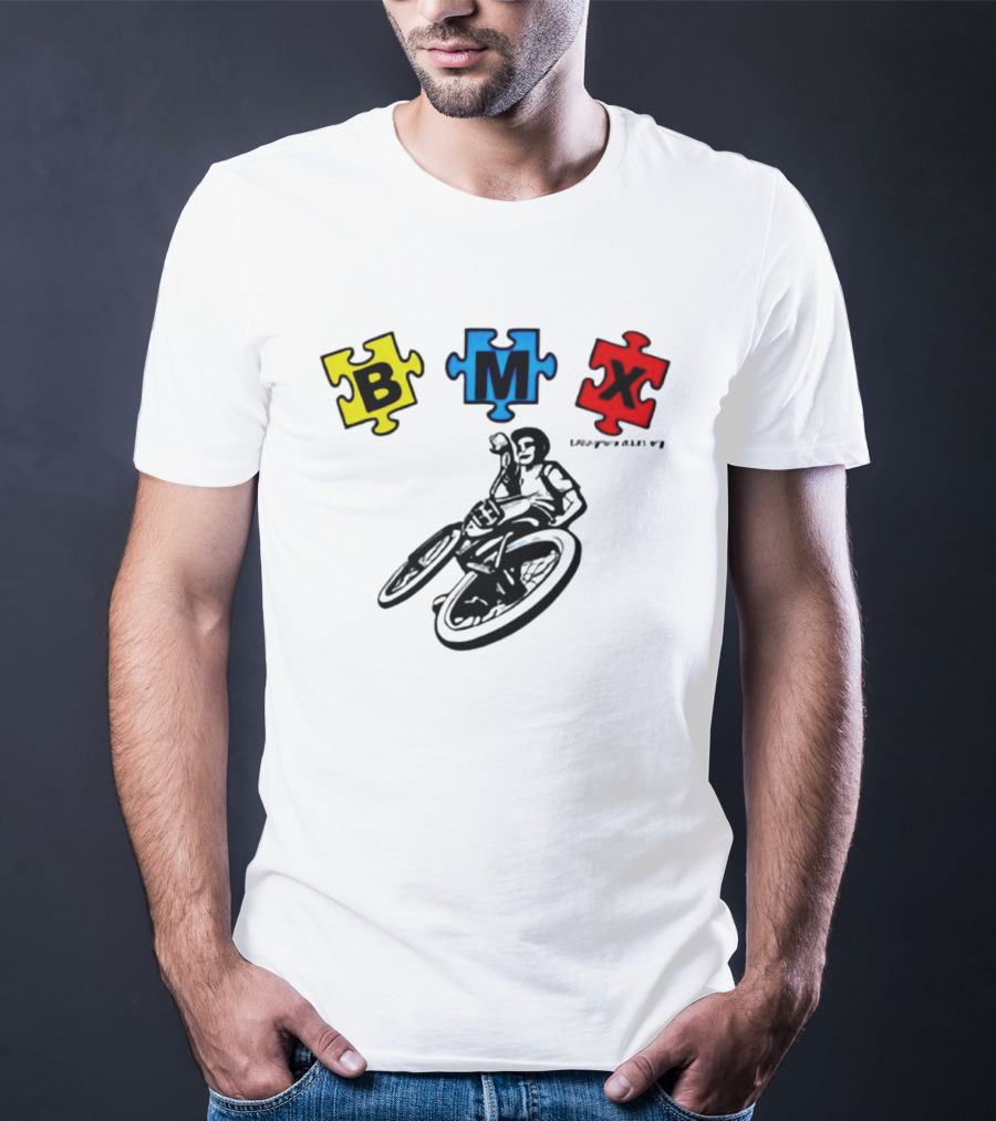 BMX Puzzle Pieces Bike Rider Autism T-Shirt