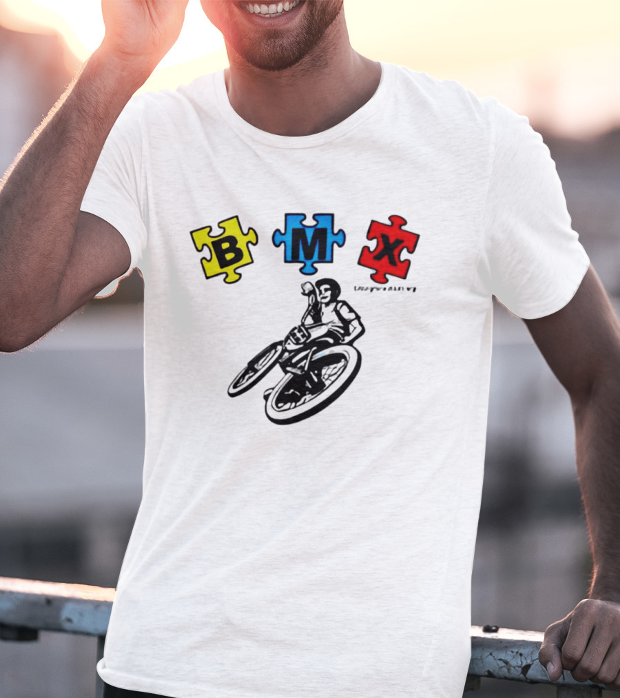 BMX Puzzle Pieces Bike Rider Autism T-Shirt