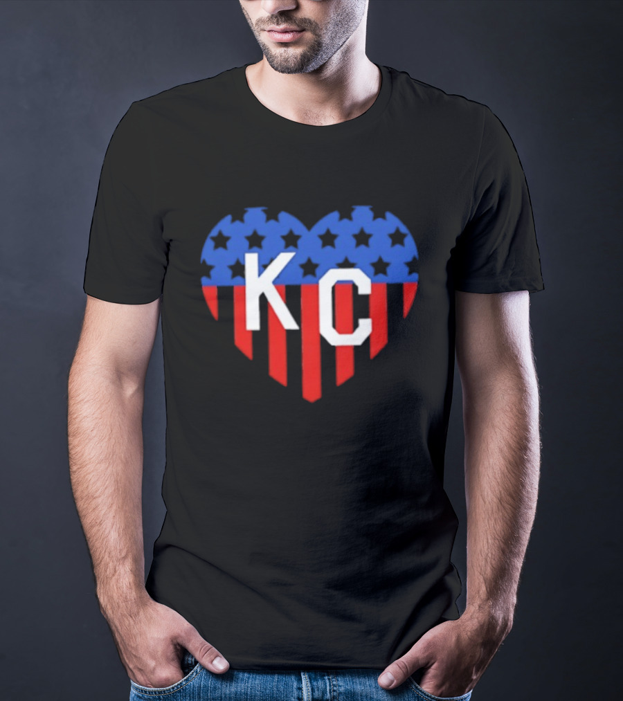USA Stars Stripes Heart KC Kansas City T-Shirt