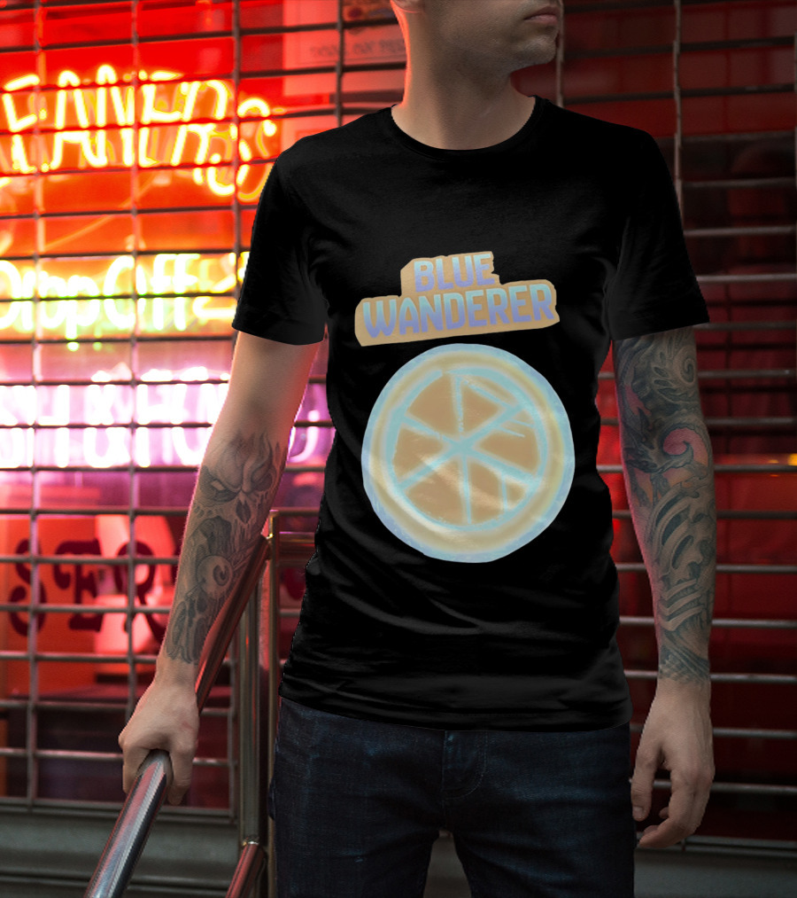 Blue Wanderer Basketball Neon Glow Circle T-Shirt