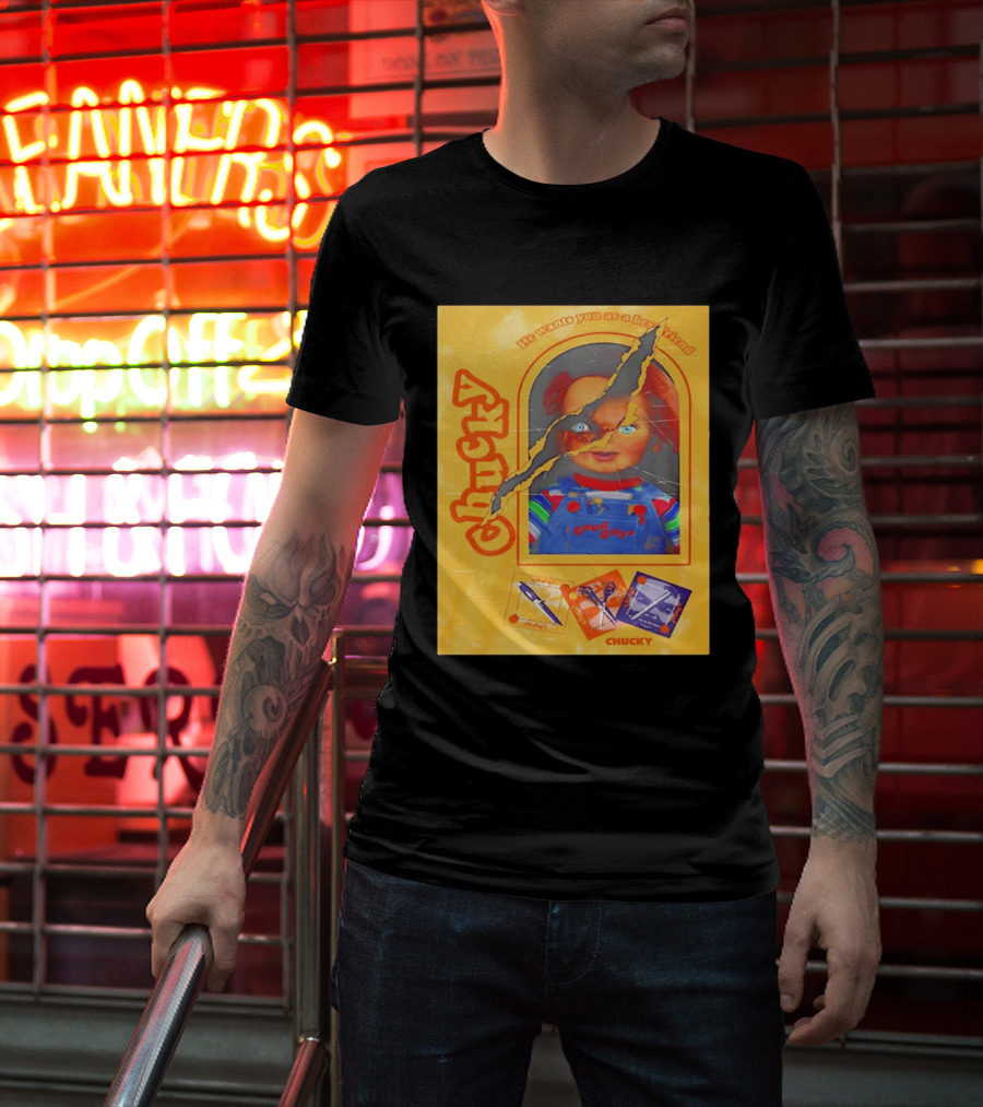 Chucky He Wants You As A Best Friend Good Guys Doll Box T-Shirt