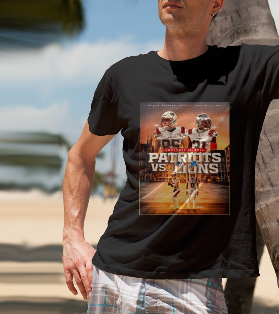 New England Patriots Vs Detroit Lions November 15 2026 Munich Germany Week 10 FOX T-Shirt