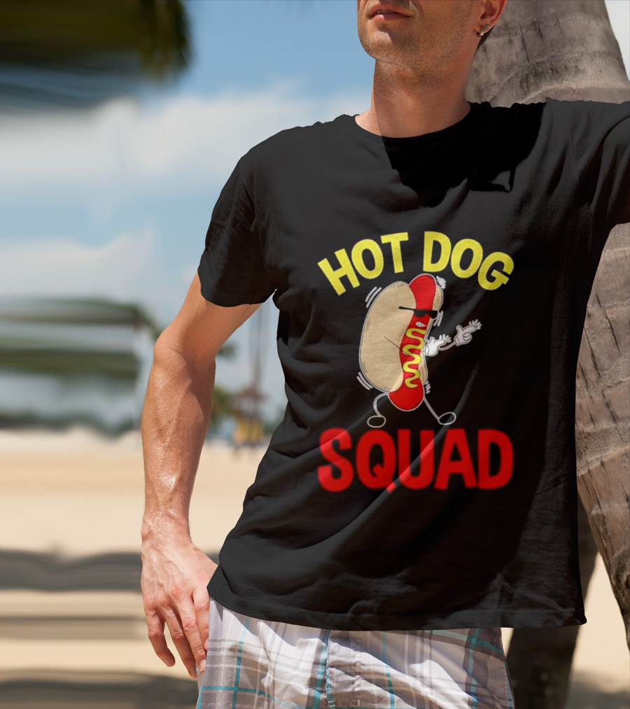 Hot Dog Squad Funny Cartoon Mustard Enthusiasts T-Shirt