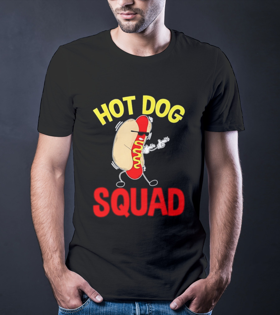Hot Dog Squad Funny Cartoon Mustard Enthusiasts T-Shirt